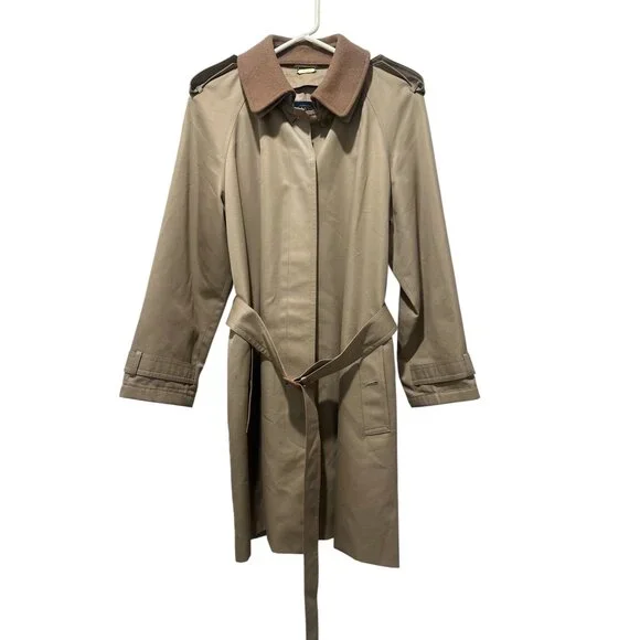 Sanyo Heavy Cotton Trench Coat Womens XS Brown Made in Japan Old Money Luxury - Picture 2 of 16